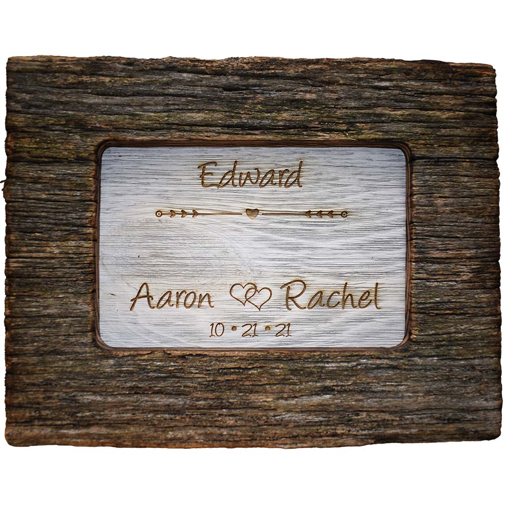 Custom Engraved Wooden Frame for Wedding. Wood Burned.