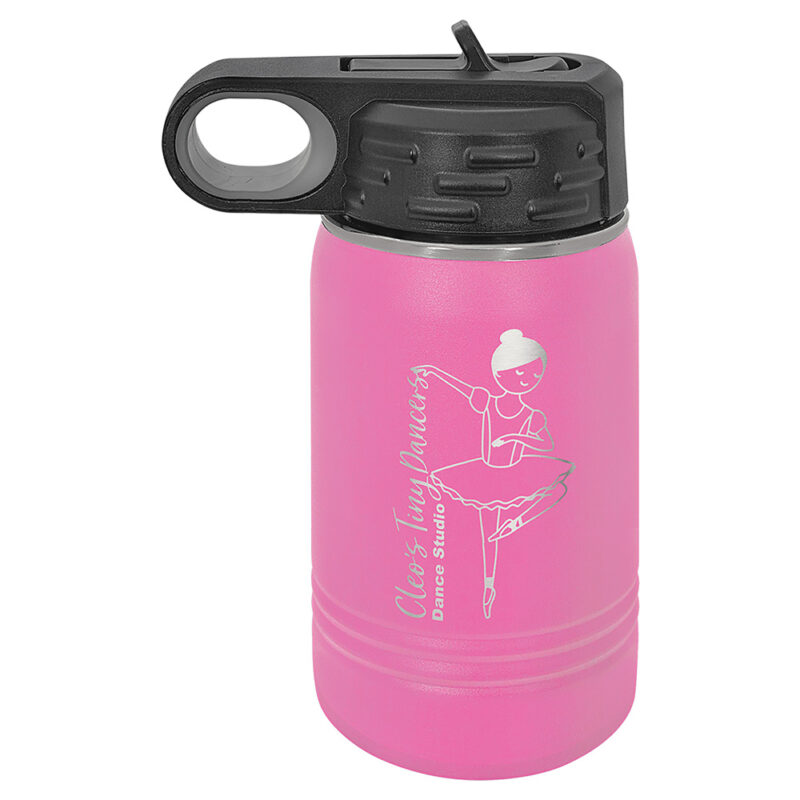 Custom Engraved 12oz Water Bottle, Add your own text, design, logo. Multiple colors