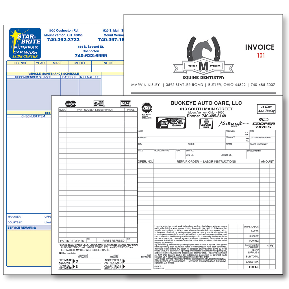Custom business forms printed on demand. Invoice books, forms, paperwork