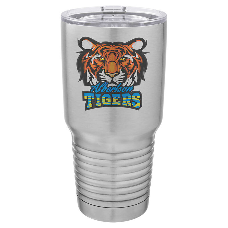 30oz Stainless Steel Tumbler. Printed with sports team logo