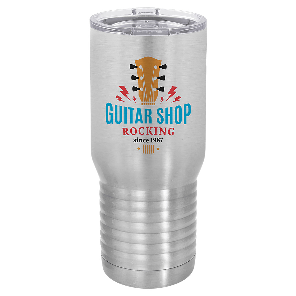 20oz Stainless Steel Tall Tumbler. Printed with company logo